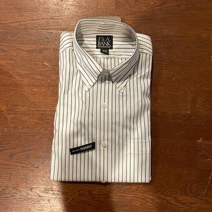 Brand new white shirt with blue stripes